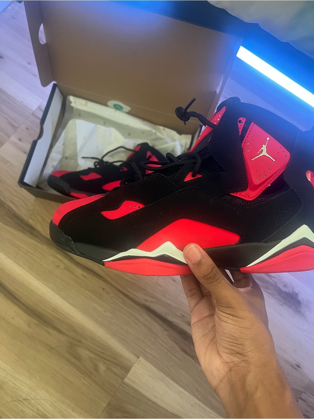 Jordan Men's Black and Red High-Top Sneakers
